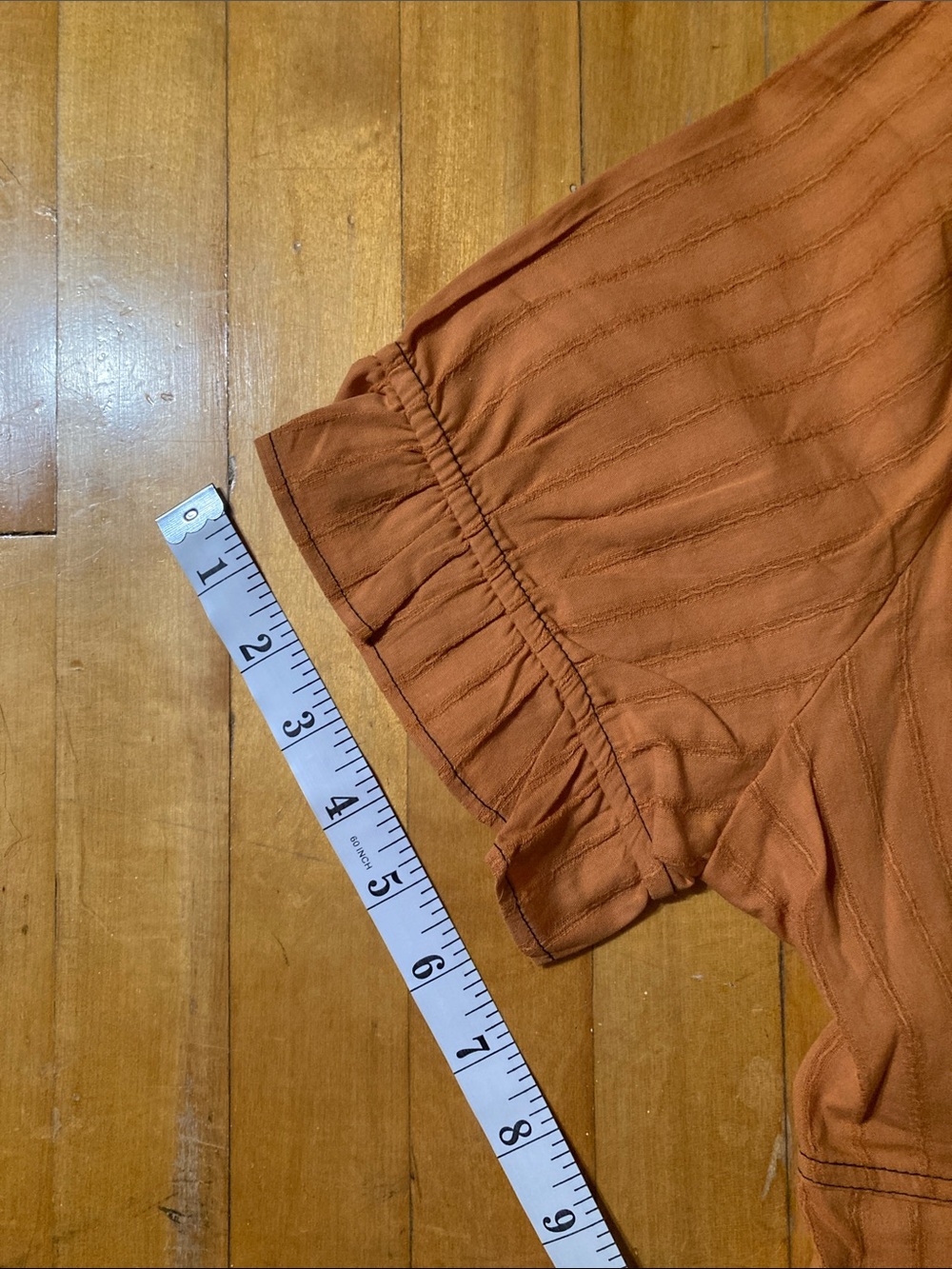 Rust Ruffle-Front Short Sleeve Blouse - Picture 12 of 12